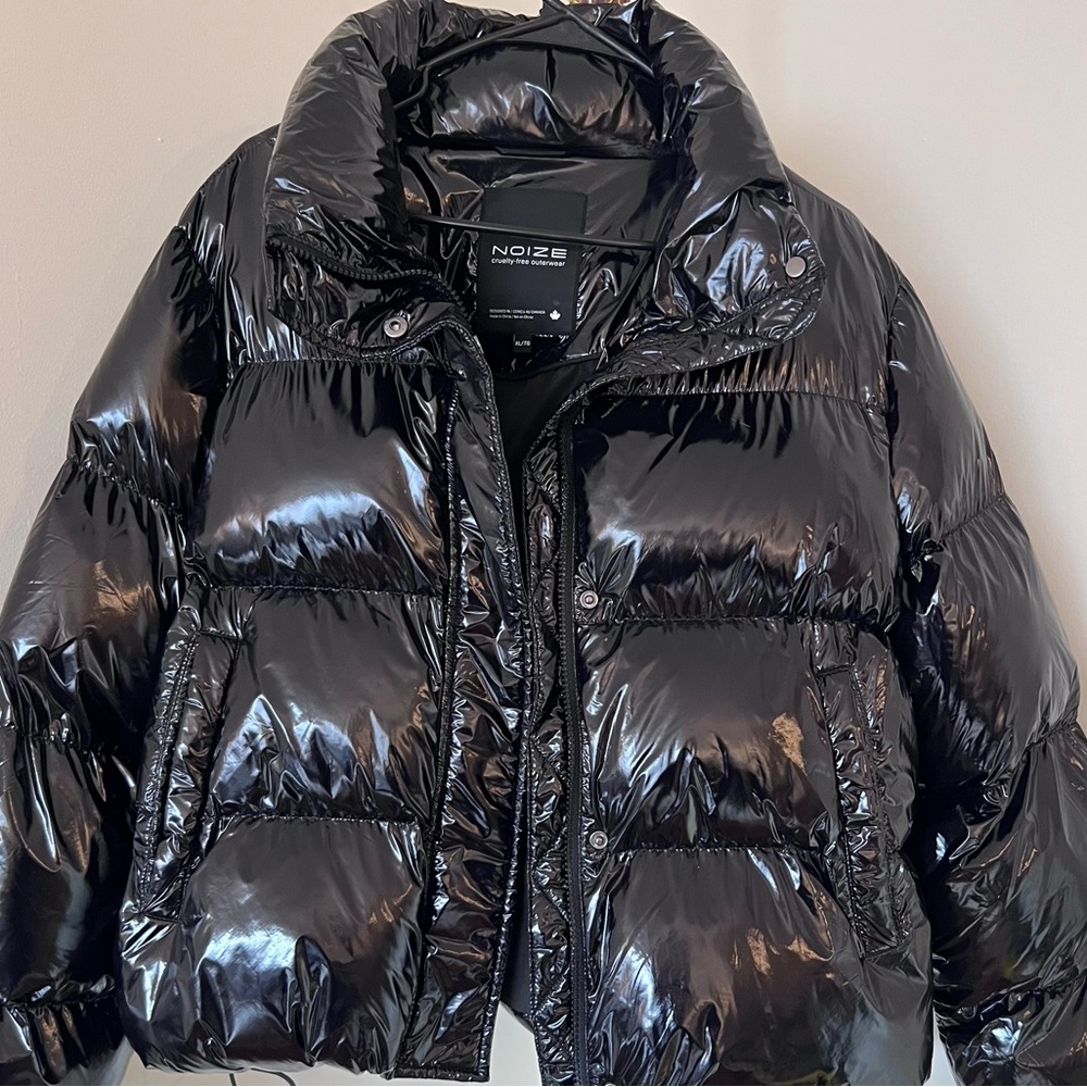 Noize Black High-Shine Puffer Jacket